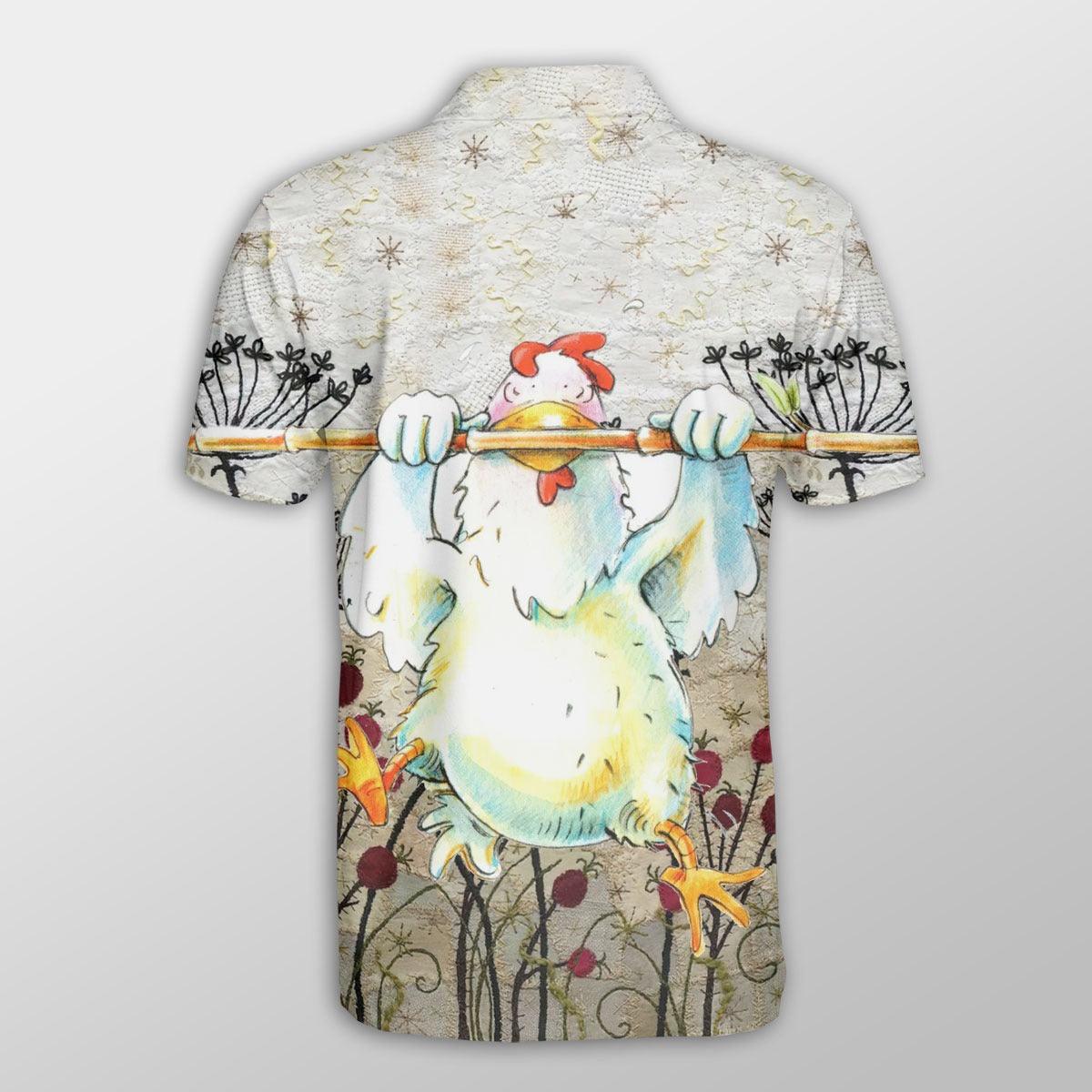 Chicken Men Polo Shirts For Summer - Funny Rooster Pattern Button Shirts For Men - Perfect Gift For Chicken Lovers, Animal Lovers - Amzanimalsgift