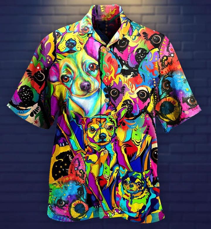 Chihuahua Aloha Hawaii Shirt - Chihuahua Colorful Painting Hawaiian Shirt For Summer - Perfect Gift For Dog Lovers, Friend, Family - Amzanimalsgift