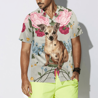 Chihuahua Hawaiian Shirt, Chihuahua Floral, Pink Roses Aloha Shirt For Men And Women - Perfect Gift For Chihuahua Lovers, Friends, Family - Amzanimalsgift