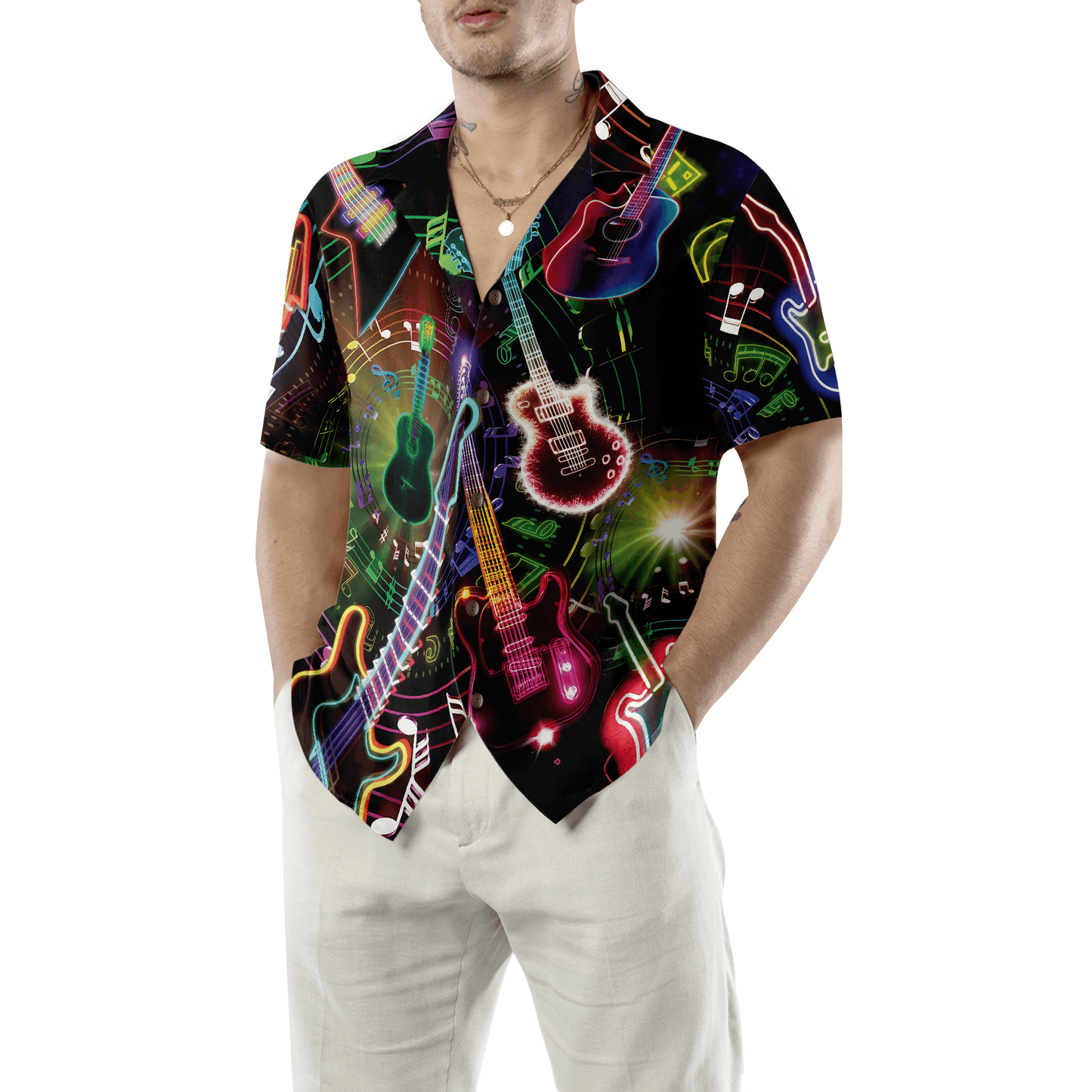 Colorful Guitars Hawaiian Shirt, Colorful Summer Aloha Shirt For Men Women, Perfect Gift For Friend, Family, Team, Guitar Lovers - Amzanimalsgift