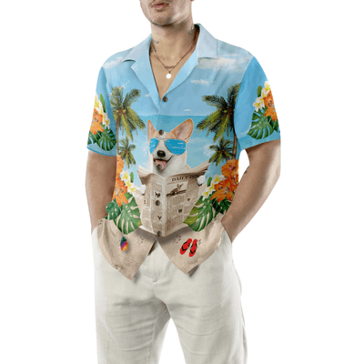Corgi Hawaiian Shirt, Corgi Wear Sunglasses Aloha Shirt For Men - Perfect Gift For Corgi Lovers, Husband, Boyfriend, Friend, Family - Amzanimalsgift