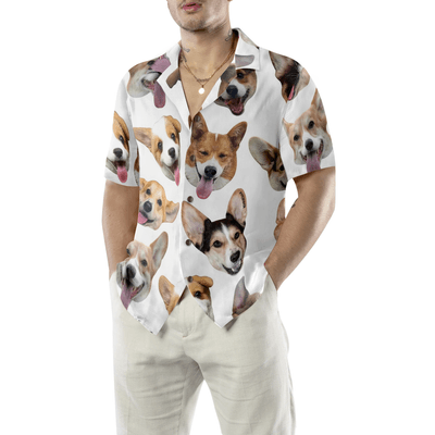 Corgi Hawaiian Shirt, Cute Corgis' Smiling Faces Corgi Aloha Shirt For Men - Perfect Gift For Corgi Lovers, Husband, Boyfriend, Friend, Family - Amzanimalsgift