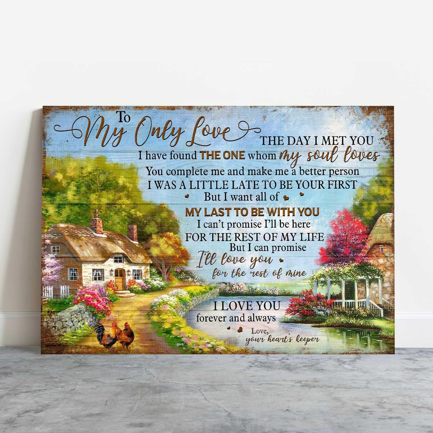 Couple Landscape Canvas - Beautiful Village Premium Wrapped Canvas - Gift For Couple, Spouse, Lover- I can promise to love you for the rest of my life - Amzanimalsgift