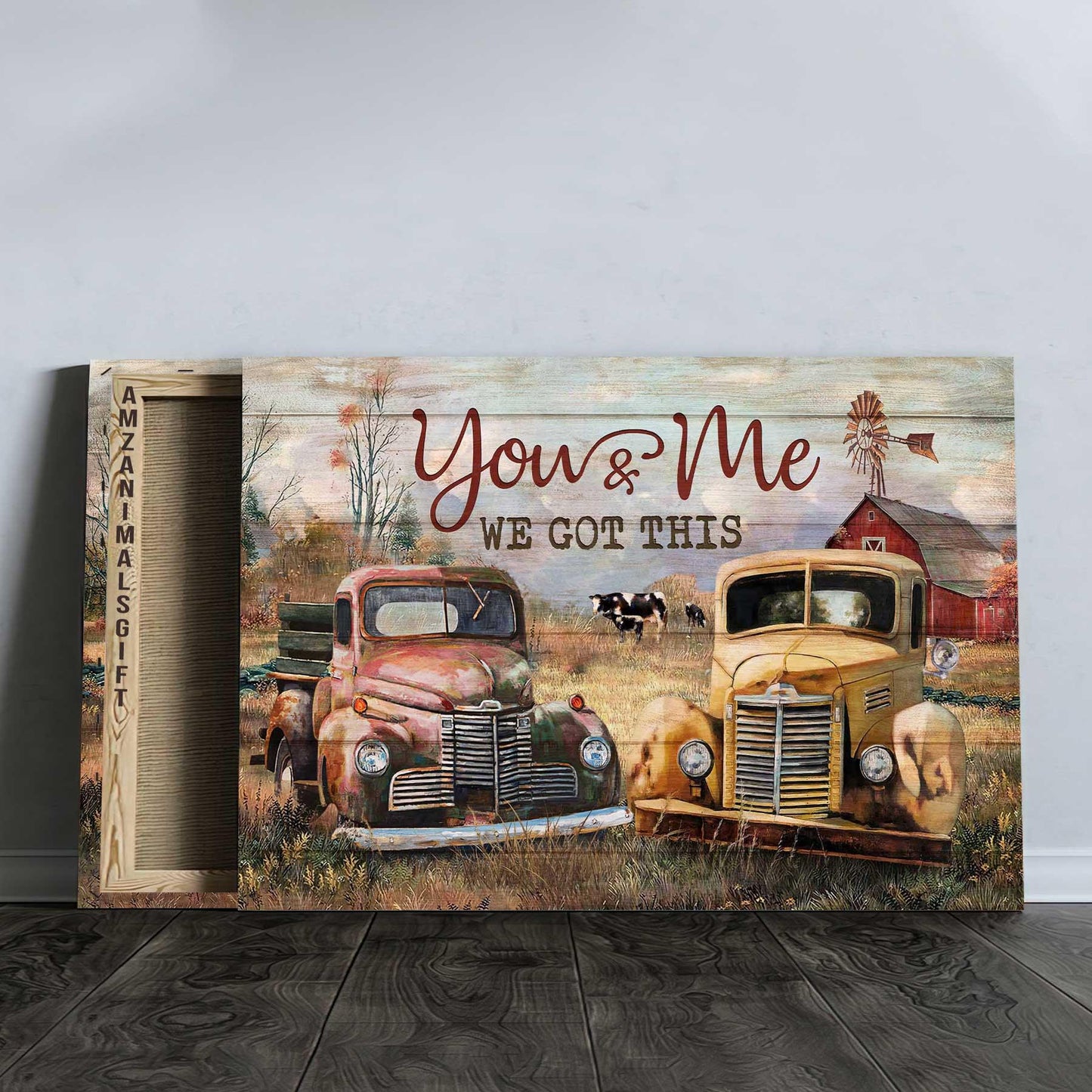 Couple Premium Wrapped Landscape Canvas - Antique Ladybug Car, Dairy Cow, Rice Field, You And Me, We Got This - Perfect Gift For Couple, Lovers - Amzanimalsgift