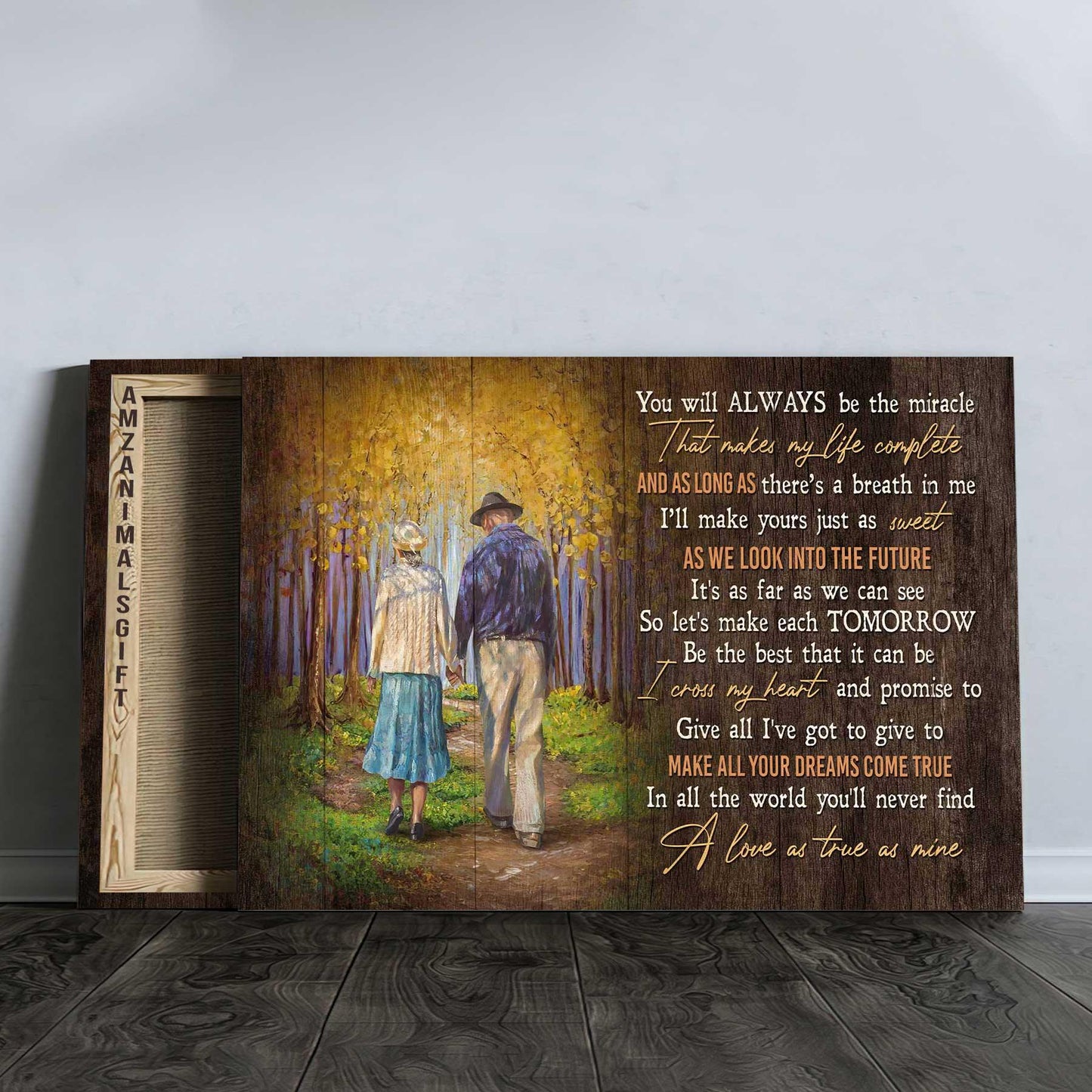 Couple Premium Wrapped Landscape Canvas - Autumn Forest, Couple Drawing, You Will Always Be The Miracle - Perfect Gift For Couple, Lovers - Amzanimalsgift