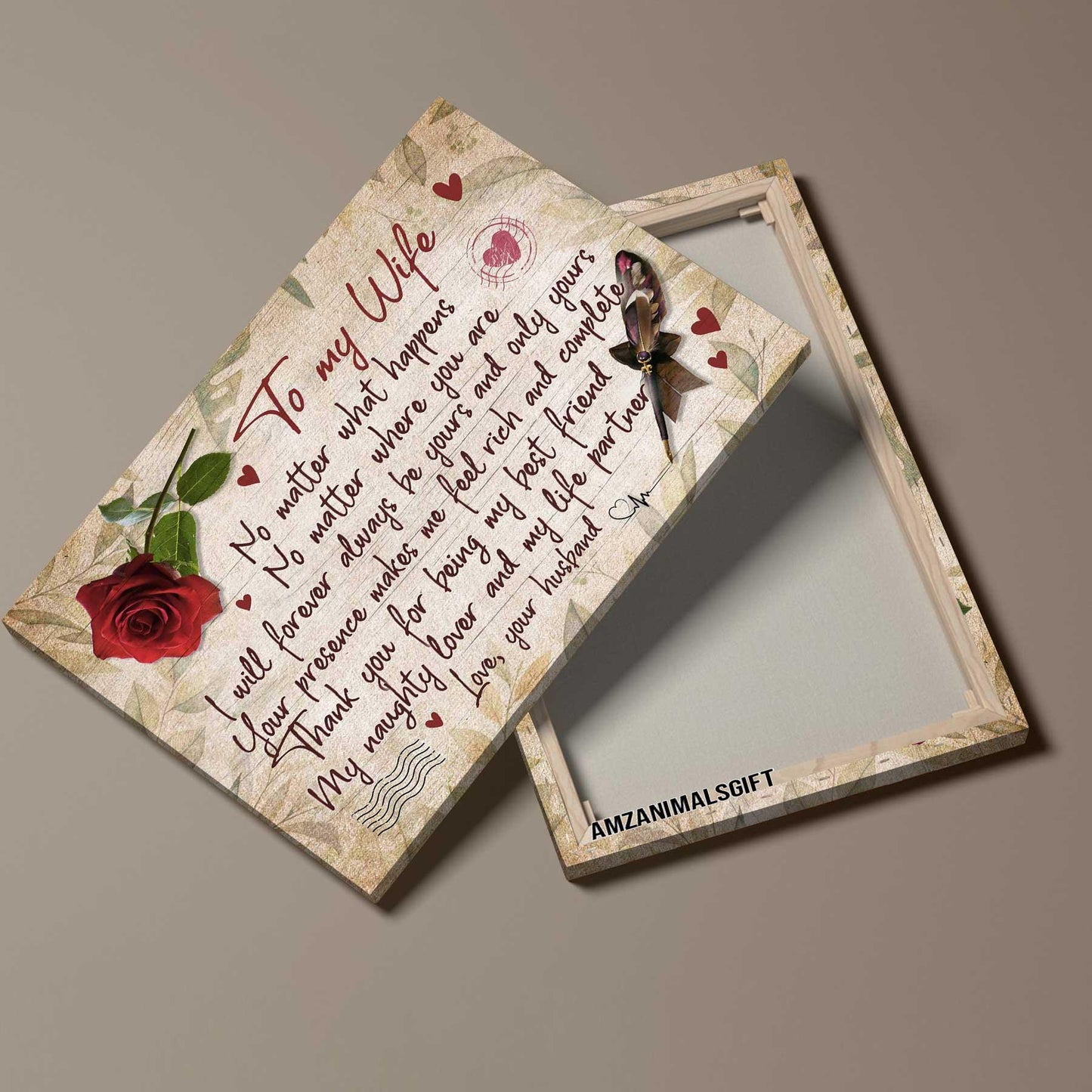 Couple Premium Wrapped Landscape Canvas - To My Wife, Love Letter, Rose Flower, Thank You For Being My Life Partner - Perfect Gift For Couple, Spouse - Amzanimalsgift