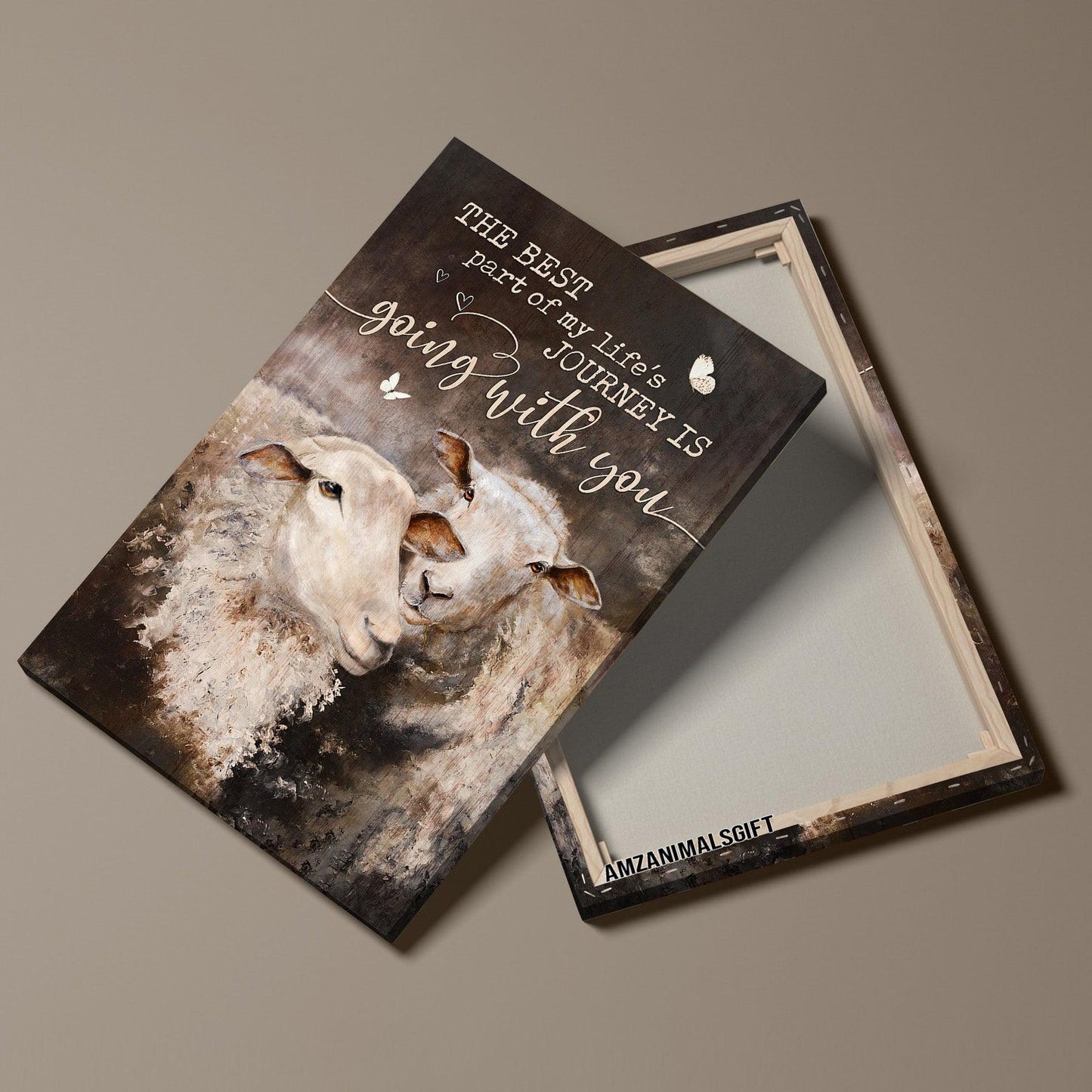 Couple Premium Wrapped Portrait Canvas - Vintage Painting, Lambs, The Best Part Of My Life's Journey Is With You - Perfect Gift For Couple, Spouse - Amzanimalsgift
