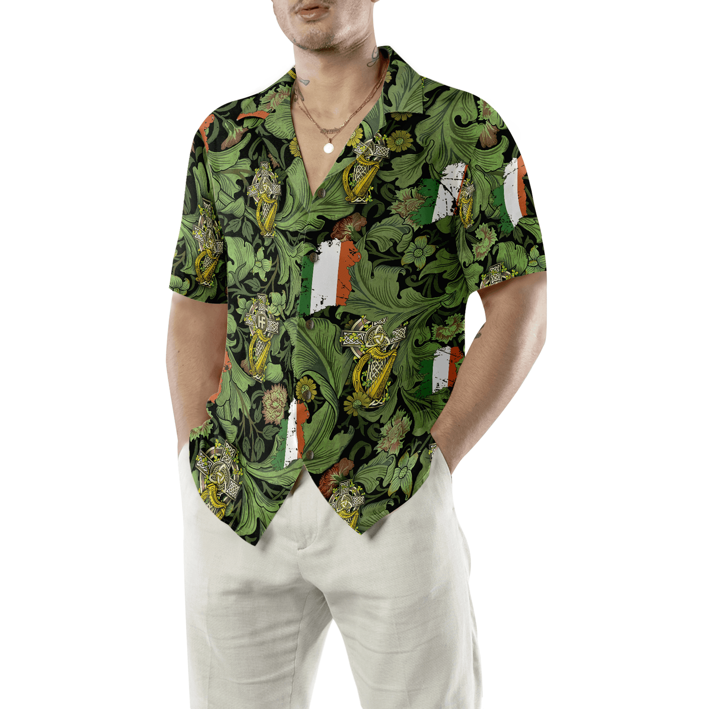 Cross Celtic Harp Ireland Proud Hawaiian Shirt, Colorful Summer Aloha Shirts For Men Women, Perfect Gift For Husband, Wife, Patrick's Day - Amzanimalsgift