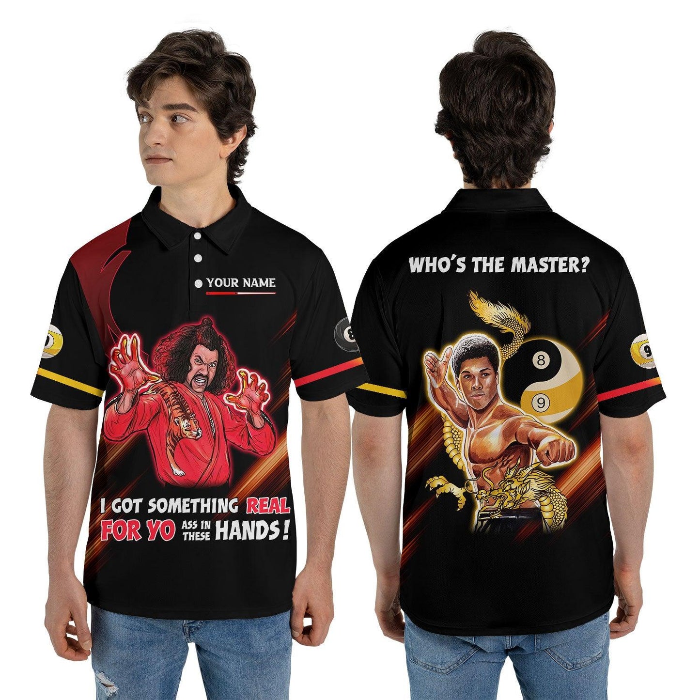 Custom Billiards Men Polo Shirt, Custom Name Billiards Pool 9 And 8 Ball Who's The Master Shirt, Personalized Gift For Billiards Player, Billiards Team - Amzanimalsgift