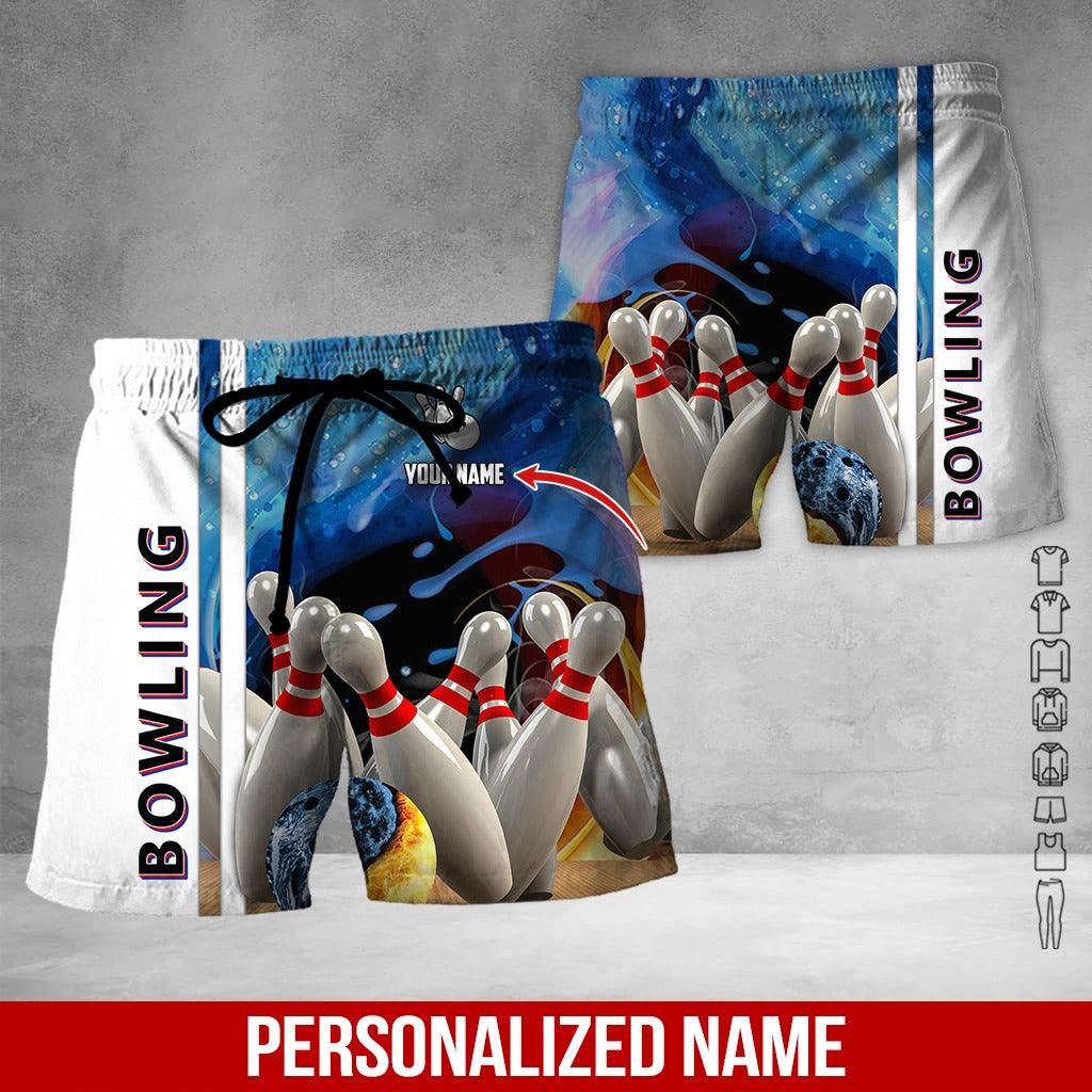 Custom Bowling Aloha Hawaiian Shirt - Bowling Ball Pattern And Droplets Personalized Name Hawaiian Shirt For Men & Women, Bowling Lover - Amzanimalsgift