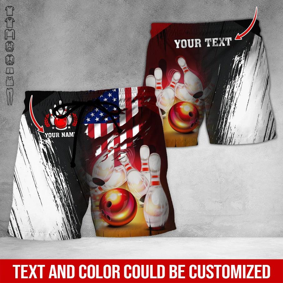 Custom Bowling Aloha Hawaiian Shirt - Bowling Ball Pattern And US Flag Personalized Name Hawaiian Shirt For Men & Women, Bowling Lover - Amzanimalsgift