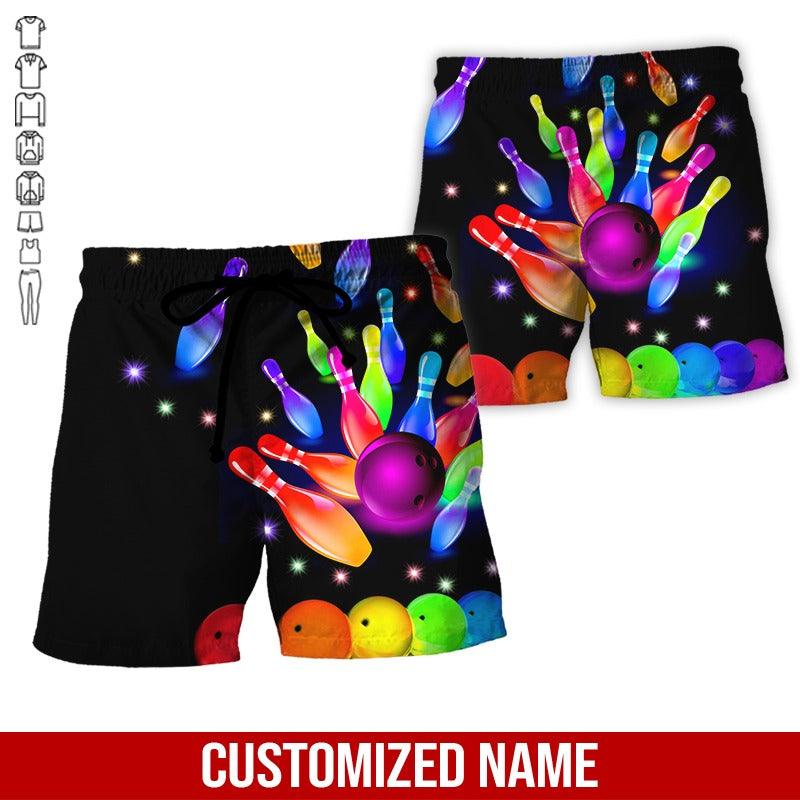 Custom Bowling Aloha Hawaiian Shirt - Bowling Ball Rainbow Personalized Name Hawaiian Shirt For Men & Women, Bowling Lover - Amzanimalsgift