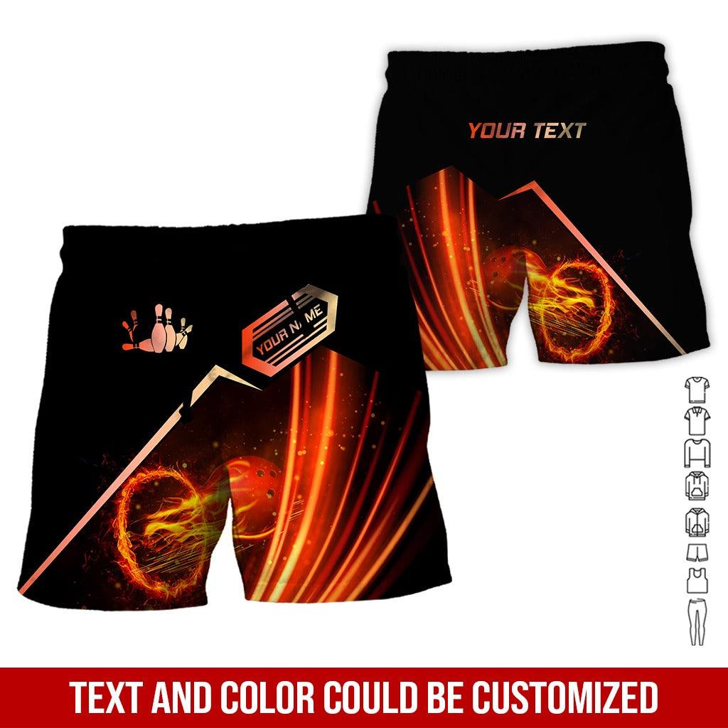 Custom Bowling Aloha Hawaiian Shirt - Bowling Bowl And Fire Circle Pattern Personalized Name Hawaiian Shirt For Men & Women, Bowling Lover - Amzanimalsgift