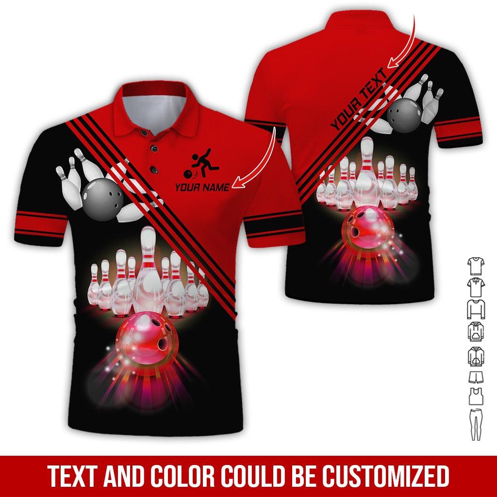 Custom Bowling Men Polo Shirt - Amazing Bowling Ball, Line Pattern Personalized Name Polo Shirt - Perfect Bowling Gift For Men, Bowling Lover - Amzanimalsgift