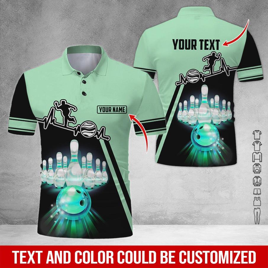 Custom Bowling Men Polo Shirt - Amazing Bowling Ball Pattern Personalized Name Polo Shirt - Perfect Bowling Gift For Men, Bowling Lover - Amzanimalsgift