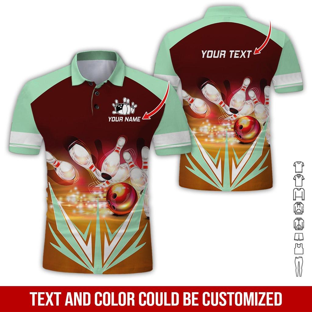 Custom Bowling Men Polo Shirt - Amazing Bowling Ball Personalized Name Polo Shirt - Perfect Bowling Gift For Men, Bowling Lover - Amzanimalsgift