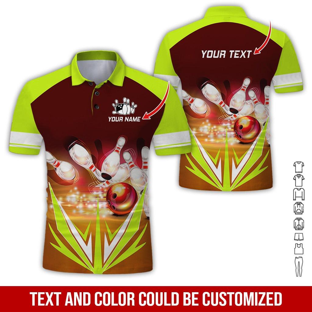Custom Bowling Men Polo Shirt - Colorful Bowling Ball Personalized Name Polo Shirt - Perfect Bowling Gift For Men, Bowling Lover - Amzanimalsgift