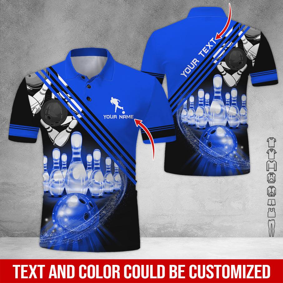 Custom Bowling Men Polo Shirt - Men Playing Bowling Pattern Personalized Name Polo Shirt - Perfect Bowling Gift For Men, Bowling Lover - Amzanimalsgift