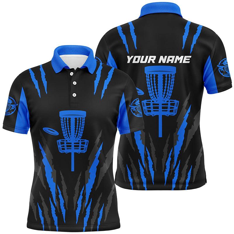 Custom Disc Golf Men Polo Shirt - Custom Name Black And Blue Disc Golf Basket Apparel Men Polo Shirt - Perfect Polo Shirt For Men, Disc Golf Lover - Amzanimalsgift