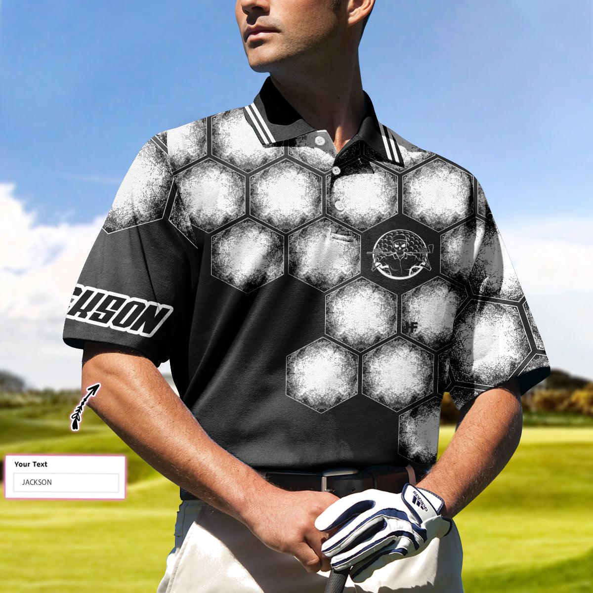 Custom Golf Men Polo Shirts - Your Hole Is My Goal Golf Ball Custom Name Polo Shirt, Black And White Personalized Golf Shirt - Perfect Gift For Men - Amzanimalsgift
