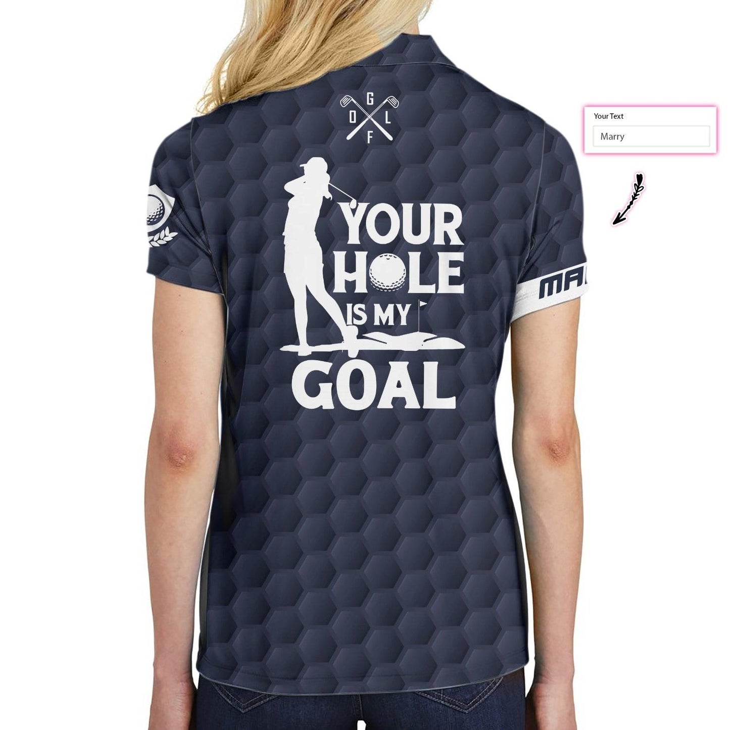 Custom Golf Women Polo Shirt - Your Hole Is My Goal American Flag Golf Custom Name Women Polo Shirt - Perfect Gift For Women, Golfers, Golf Lover - Amzanimalsgift