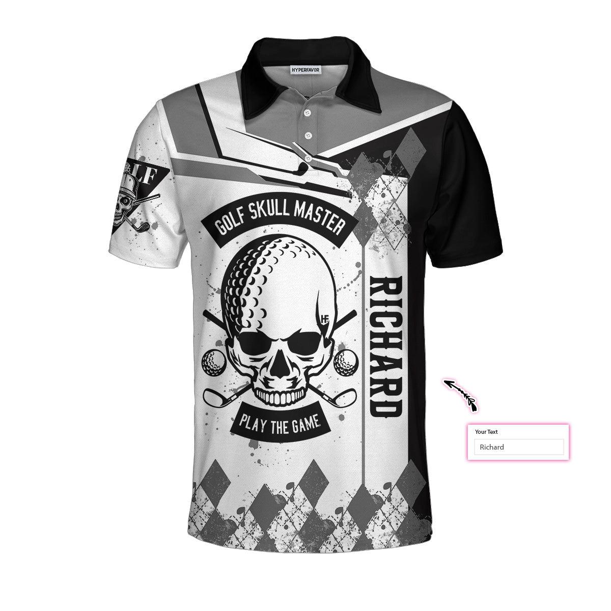 Custom Men Golf Polo Shirt - Personalized Golf Gift, I Made A Hole In One Golf Custom Polo Shirt, Black And White Skull Golf Shirt For Men, Golfers - Amzanimalsgift