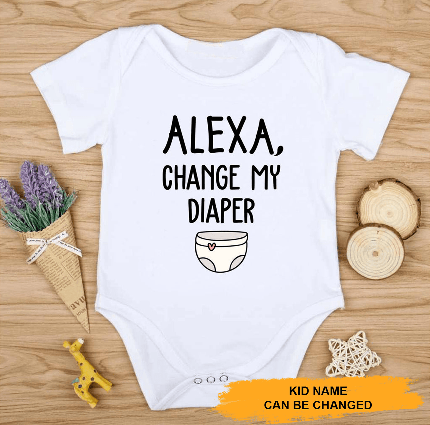 Custom Name Baby Onesies, Change My Diaper Onesie, Personalized Newborn Onesies - Perfect Gift For Baby, Baby Gift Onesie, New Mom - Amzanimalsgift