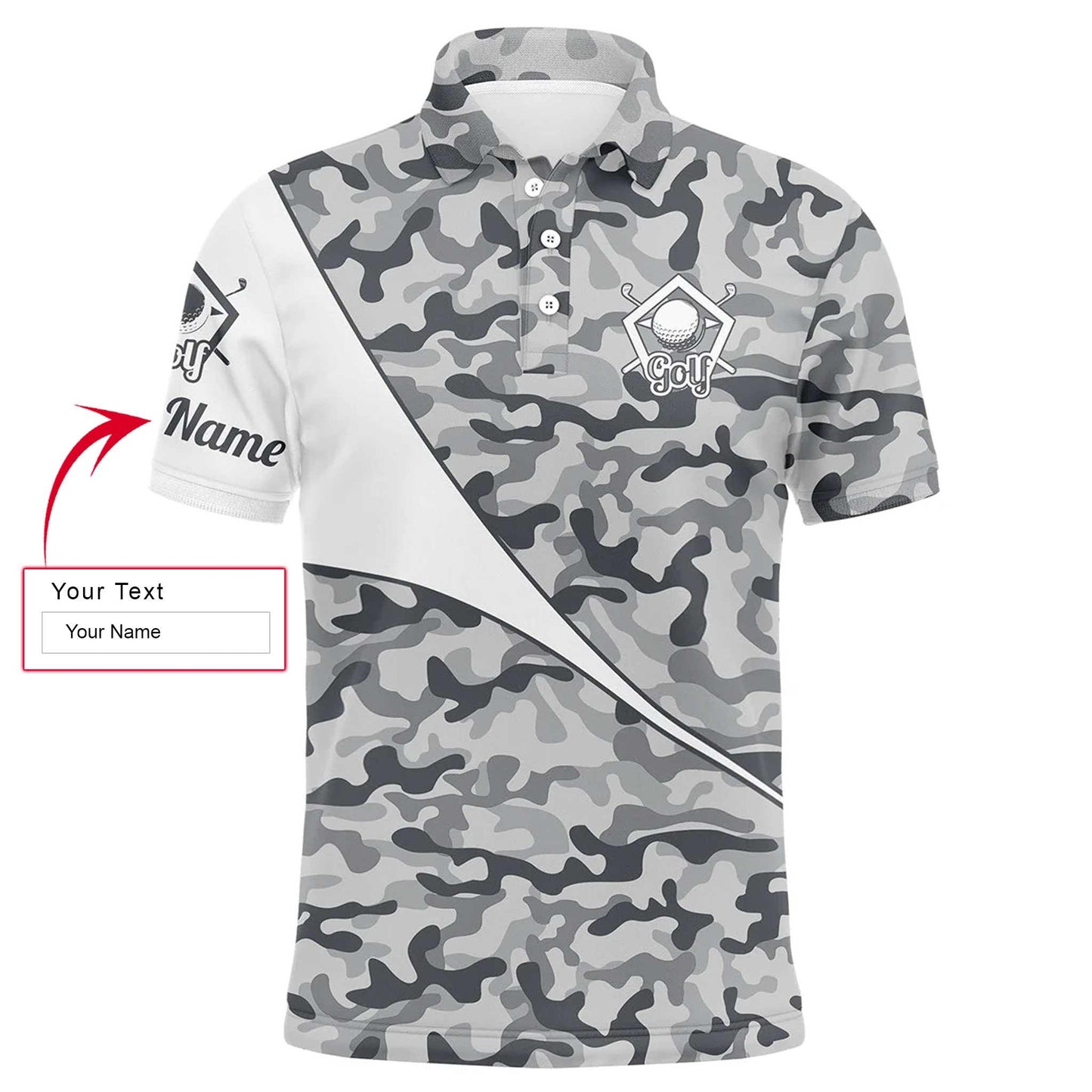 Custom Name Golf Men Polo Shirt - Multicolor Camo Apparel Men Polo Shirt - Personalized Gift For Golf Lover, Team, Golfer, Husband, Boyfriend - Amzanimalsgift