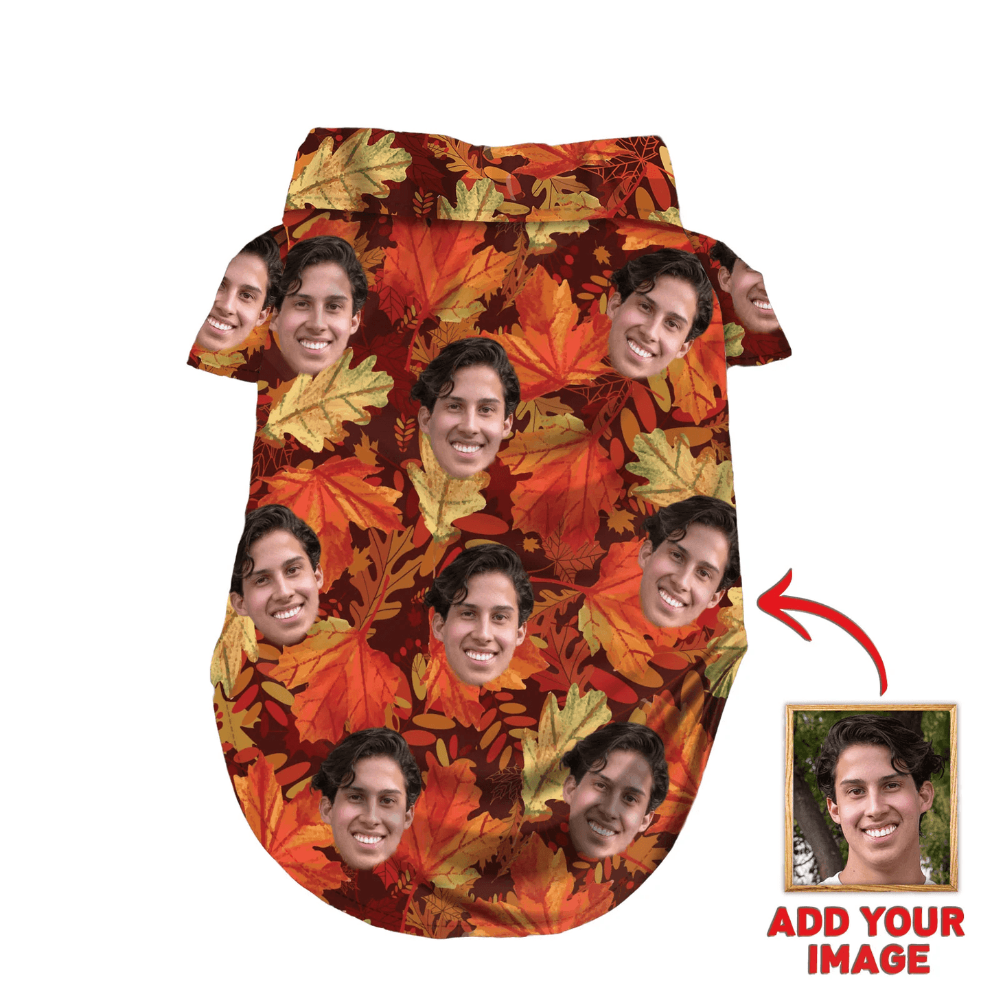 Custom Pet Dog Hawaiian shirt - Custom Photo Pet Autumn Shirt For Pet Leaves Pattern Personalized Hawaiian Shirt For Pet - Perfect Gift For Pet, Dog lovers, Cat Lovers - Amzanimalsgift