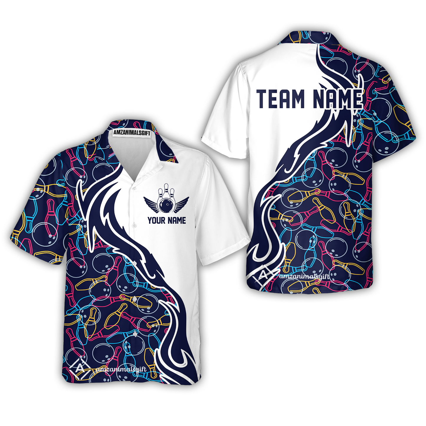 Customized Bowling Jersey Skittles And Balls Outline Bowling Pattern Custom Name And Team Name For Bowlers