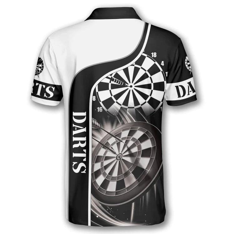 Customized Darts Polo Shirt, Darts Black White Emblem, Personalized Name Polo Shirt For Men - Perfect Gift For Darts Lovers, Darts Players - Amzanimalsgift
