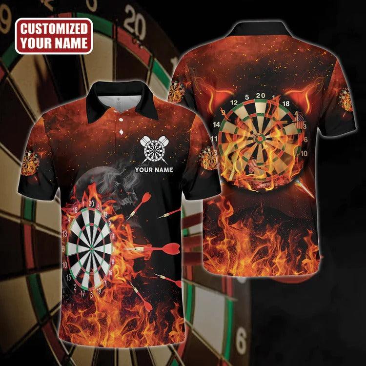 Customized Darts Polo Shirt, Darts Fire Player Uniform, Personalized Name Polo Shirt For Men - Perfect Gift For Darts Lovers, Darts Players - Amzanimalsgift