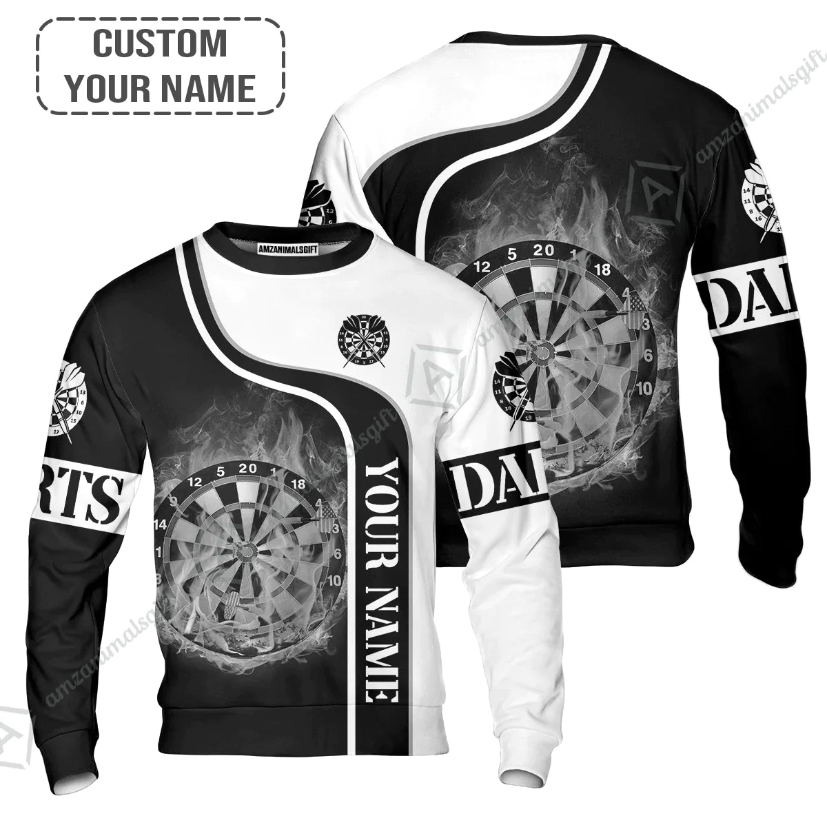 Customized Darts Hawaiian Shirt, Personalized Darts Black And White Shirt For Men And Women, Perfect Outfit For Darts Lovers, Darts Players