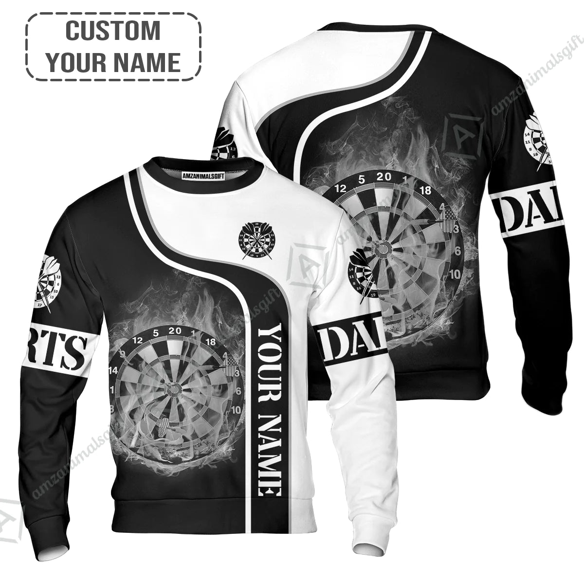 Customized Darts Polo Shirt, Personalized Darts Black And White Polo Shirt For Men And Women, Perfect Gift For Darts Lovers, Darts Players