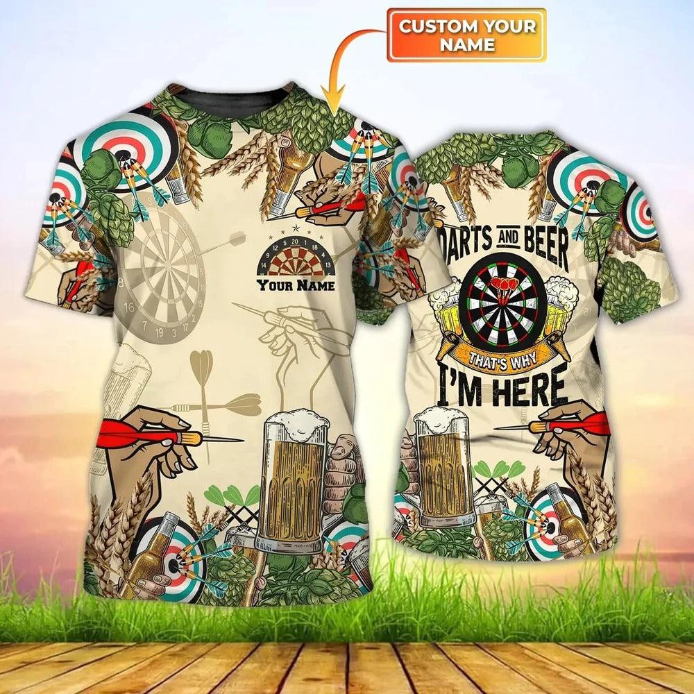 Customized Darts T Shirt, Darts And Beer, Personalized Name Darts T Shirt For Men - Perfect Gift For Darts Lovers, Darts Players - Amzanimalsgift