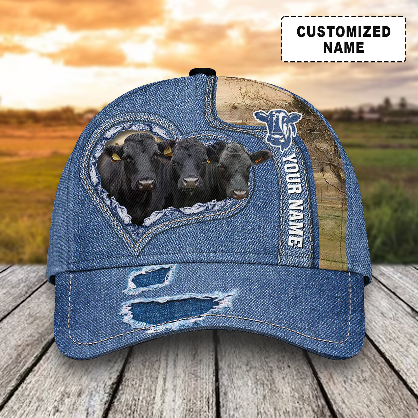 Customized Dexter Cattle Cow Caps, Dexter Cow And Denim Pattern Hats, Best Farm Hat For Men Women Farmer