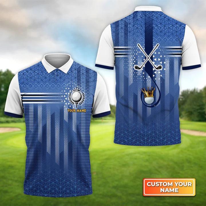 Customized Golf Men Polo Shirt, Graphic Golf Seamless Tartan Pattern, Personalized Name Golf Polo Shirt For Men - Best Gift For Golf Lovers, Golfers - Amzanimalsgift