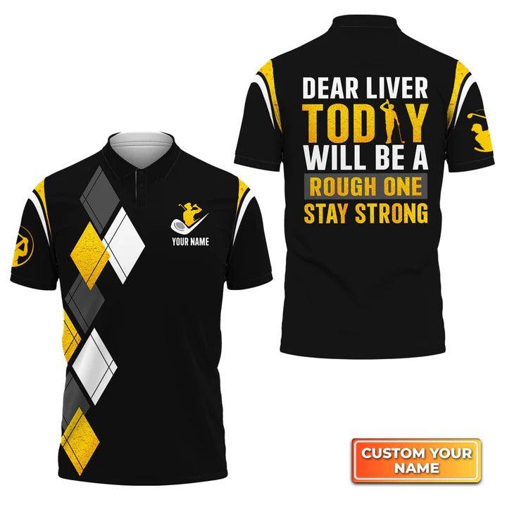 Customized Golf Men Polo Shirts, Dear Liver Golf, Personalized Name Golf Polo Shirt For Men, Golfers - Amzanimalsgift