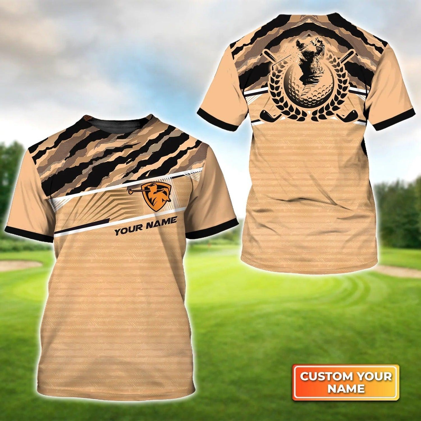 Customized Golf T Shirt, Personalized Name Golf Ball Camo Pattern Vintage Background T Shirt For Golf Lovers - Perfect Gift For Golfer, Friend, Family - Amzanimalsgift