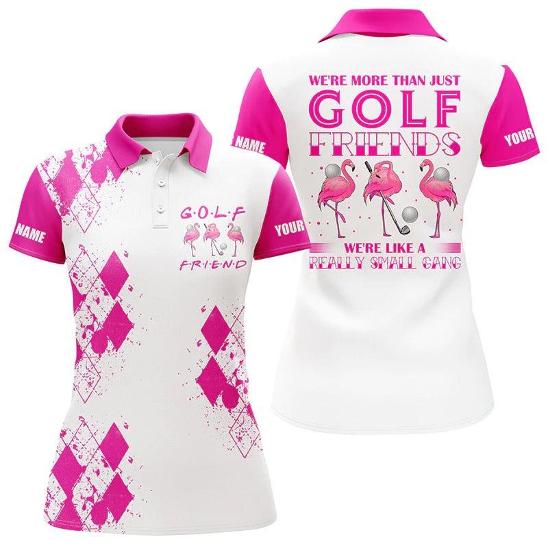 Customized Golf Women Polo Shirt, Flamingo Pink White Personalized We're More Than Just Golf Friends Shirts - Perfect Gift For Golf Lovers, Golfers - Amzanimalsgift