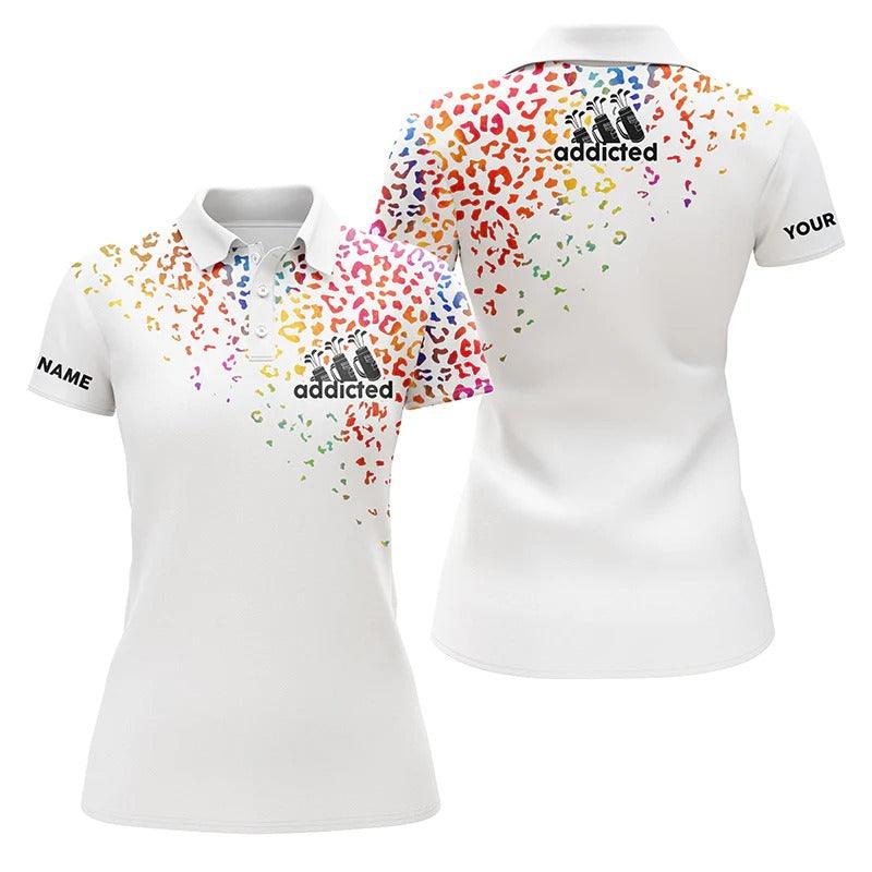 Customized Golf Women Polo Shirt, Personalized Watercolor Leopard Golf Addicted Polo Shirts - Perfect Gift For Ladies, Golf Lovers, Golfers - Amzanimalsgift