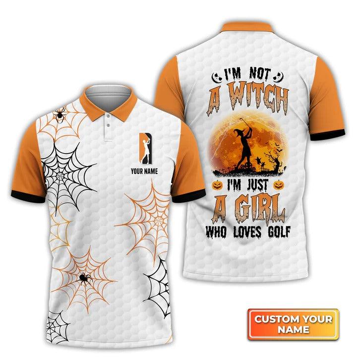 Customized Golf Women Polo Shirt, Witch Girl, I'm Just A Girl Who Loves Golf, Personalized Polo Shirt For Ladies - Perfect Gift For Golf Lovers, Golfers - Amzanimalsgift