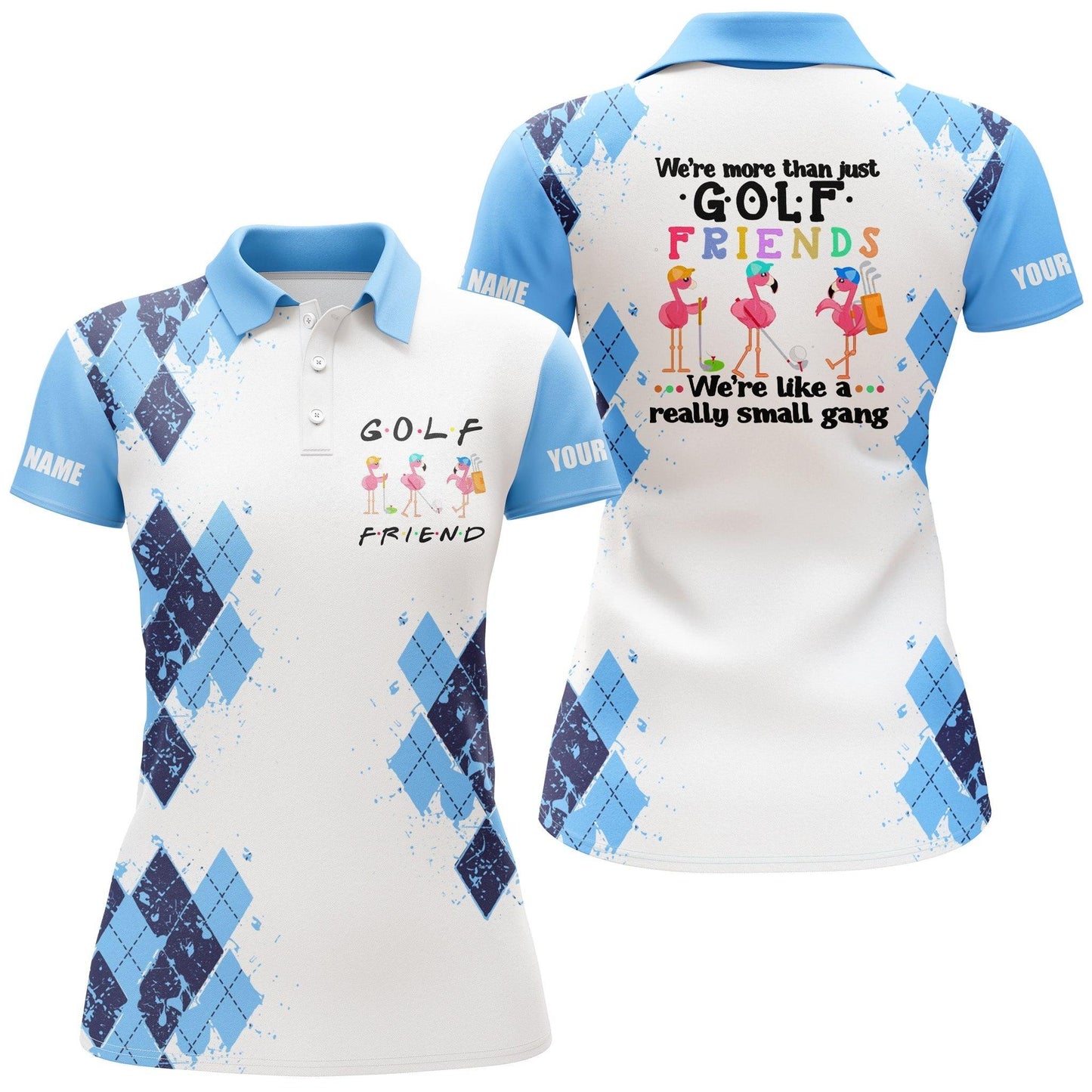 Customized Golf Women Polo Shirts, We're More Than Just Golf Friends Flamingo Custom Name Polo Shirts - Perfect Gift For Golf Lovers, Golfers - Amzanimalsgift