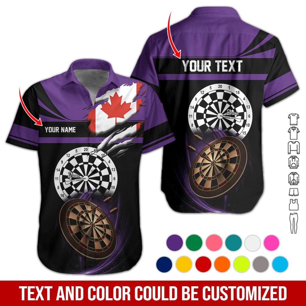 Customized Name & Text Darts Hawaiian Shirt, Canadian Flag Personalized Darts Hawaiian Shirts - Gift For Darts Lovers, Darts Players Uniforms - Amzanimalsgift