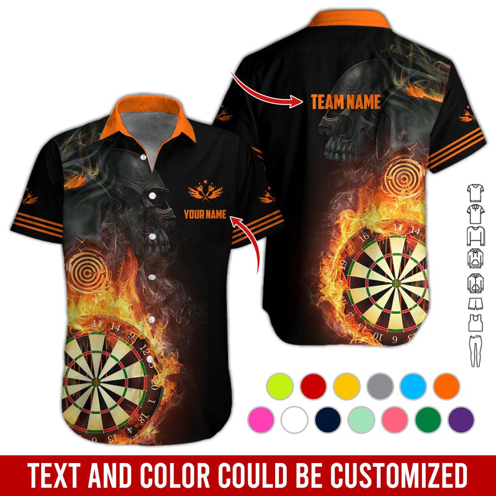 Customized Name & Text Darts Hawaiian Shirt, Dartboard Flame Personalized Darts And Skull Hawaiian Shirts - Gift For Darts Lovers, Darts Players Uniforms - Amzanimalsgift
