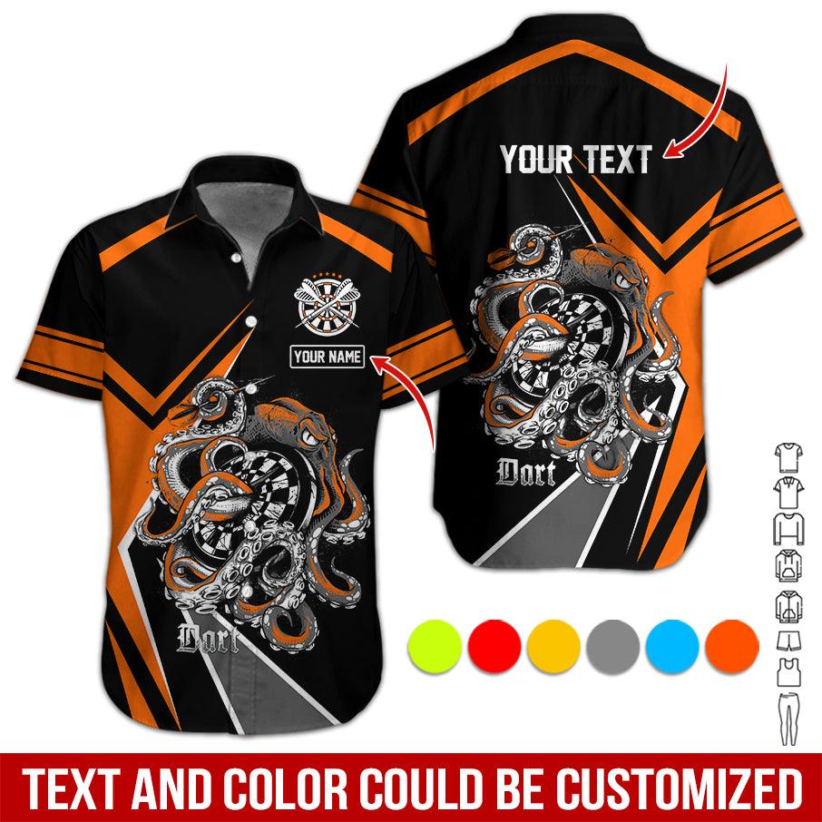 Customized Name & Text Darts Hawaiian Shirt, Personalized Darts And Octopus Hawaiian Shirts - Gift For Darts Lovers, Darts Players Uniforms - Amzanimalsgift