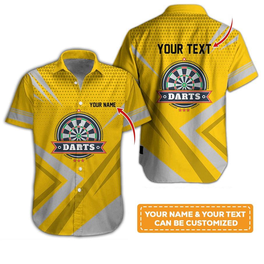 Customized Name & Text Darts Hawaiian Shirt, Personalized Darts Hawaiian Shirts For Team Uniforms - Gift For Darts Lovers, Darts Players Uniforms - Amzanimalsgift