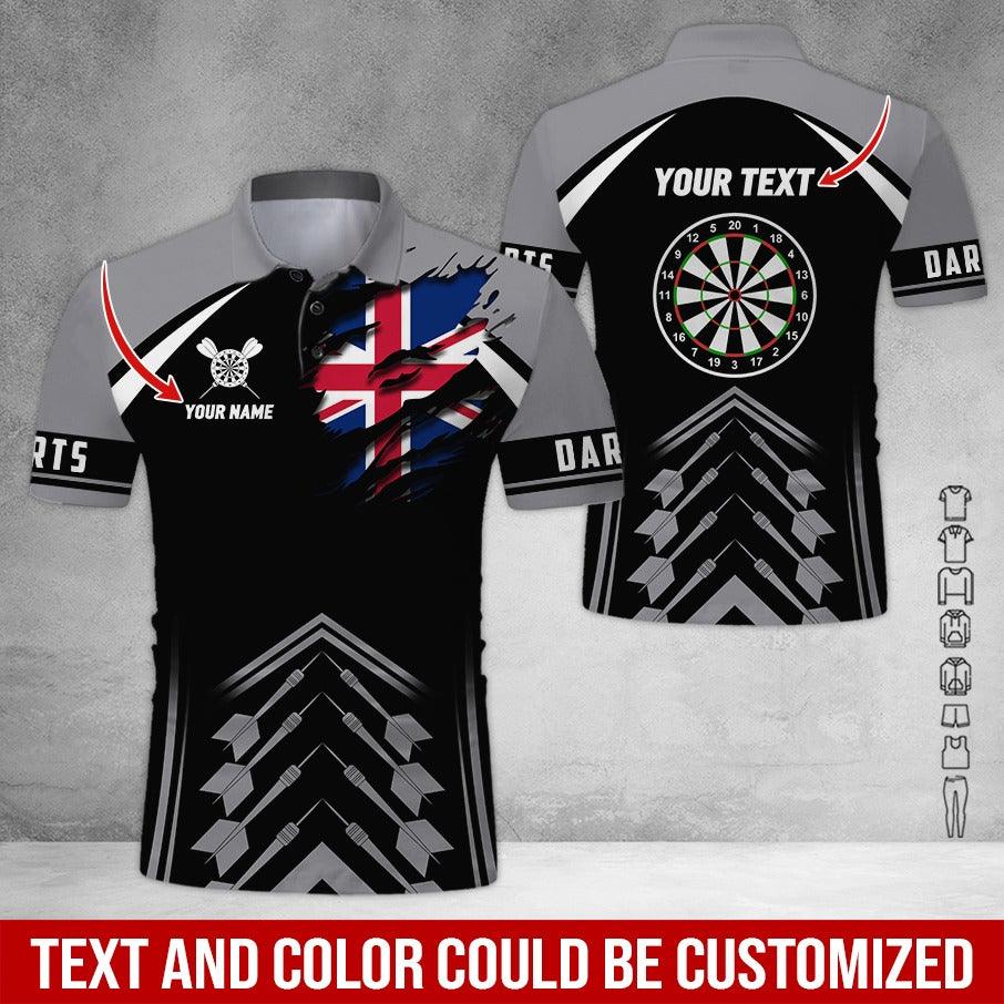 Customized Name & Text Darts Polo Shirt, Australian Flag Personalized Name Darts Team Polo Shirt For Men - Perfect Gift For Darts Lovers, Darts Players - Amzanimalsgift