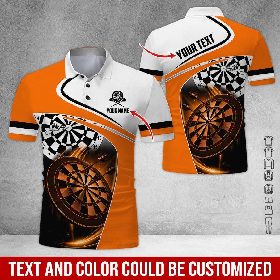 Customized Name & Text Darts Polo Shirt, Dartboard Lighting Personalized Name Darts Polo Shirt For Men - Perfect Gift For Darts Lovers, Darts Players - Amzanimalsgift