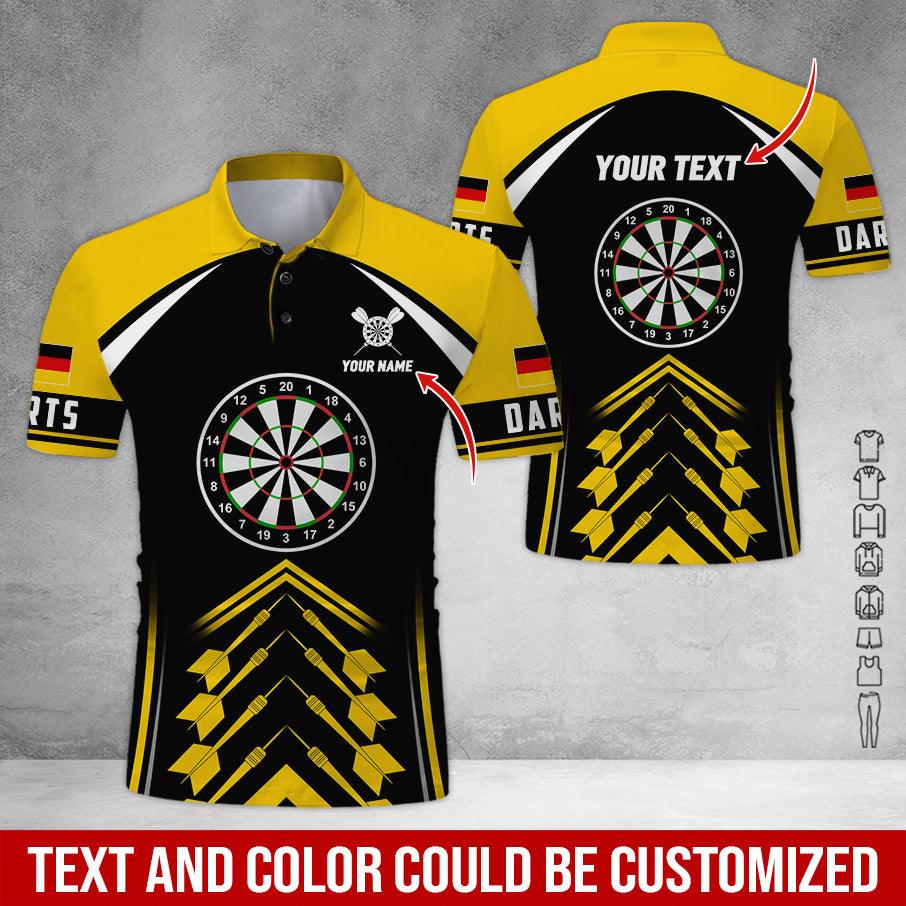 Customized Name & Text Darts Polo Shirt, Germany Flag Personalized Name Darts Polo Shirt For Men - Perfect Gift For Darts Lovers, Darts Players - Amzanimalsgift